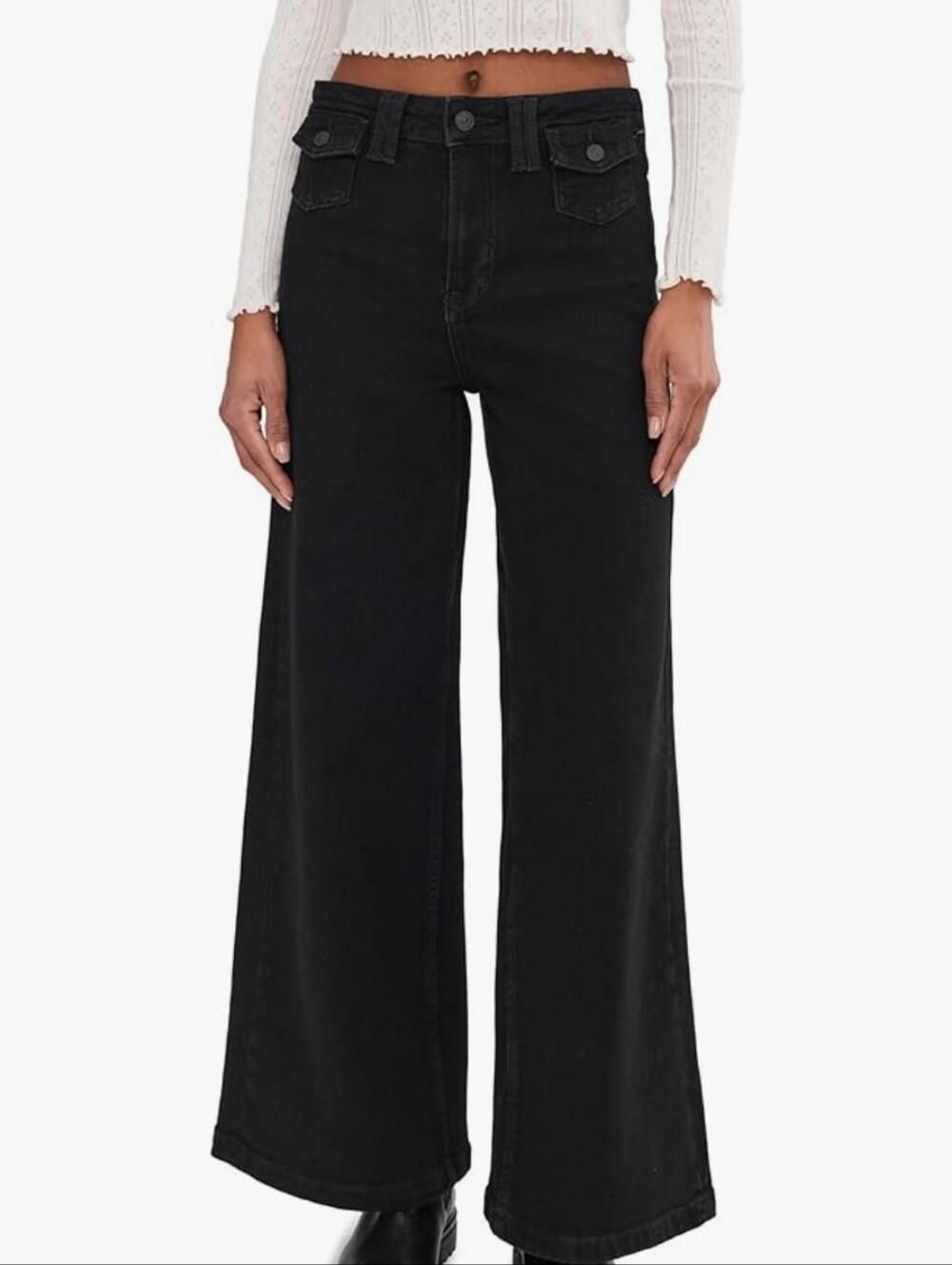 We The Free Kellee High Rise Palazzo Jeans Black Eyeliner Sz 31